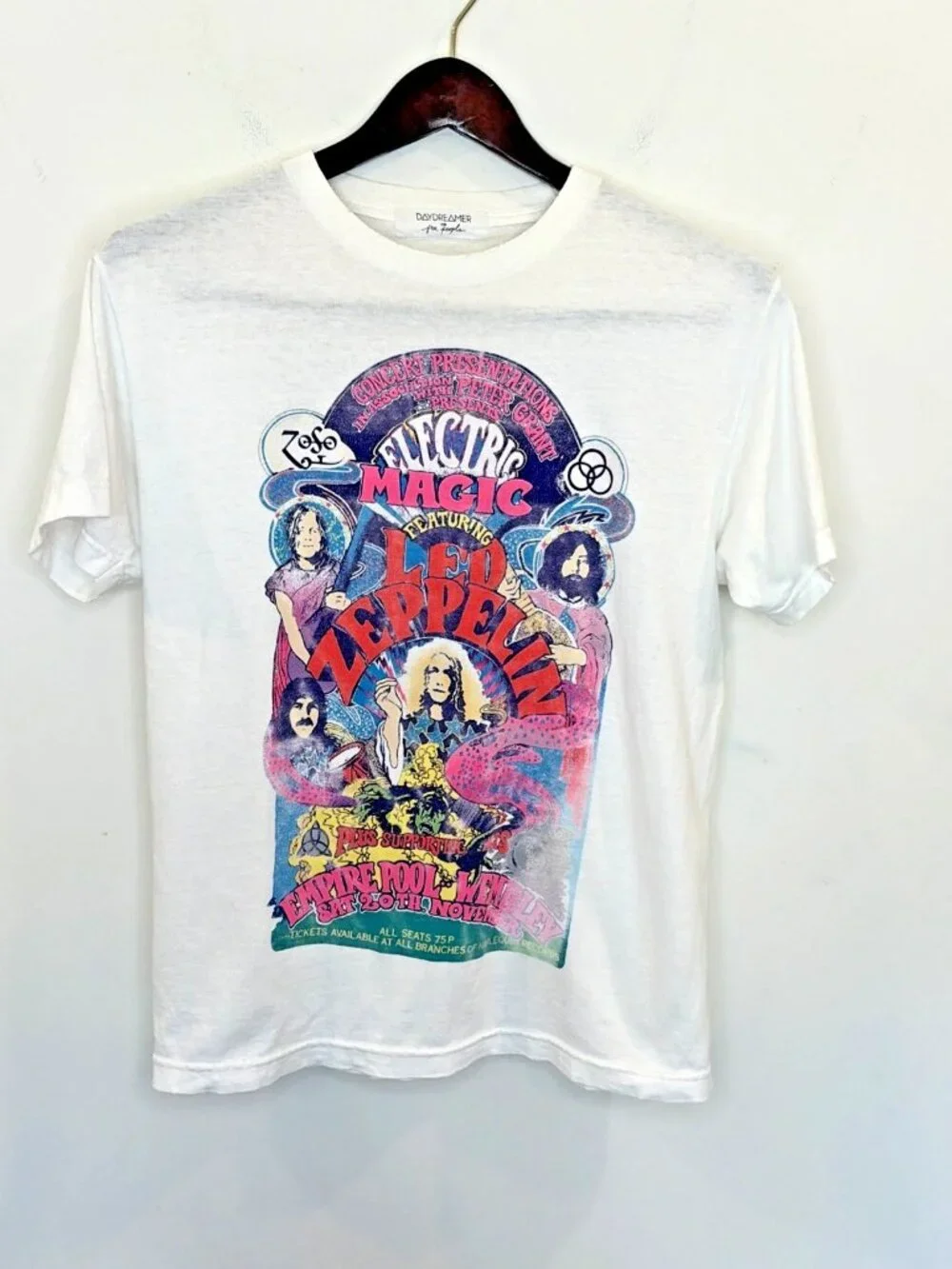 Free People X Daydreamer Led Zeppelin Electric Magic Weekend Tee Sz S White - Picture 5 of 12
